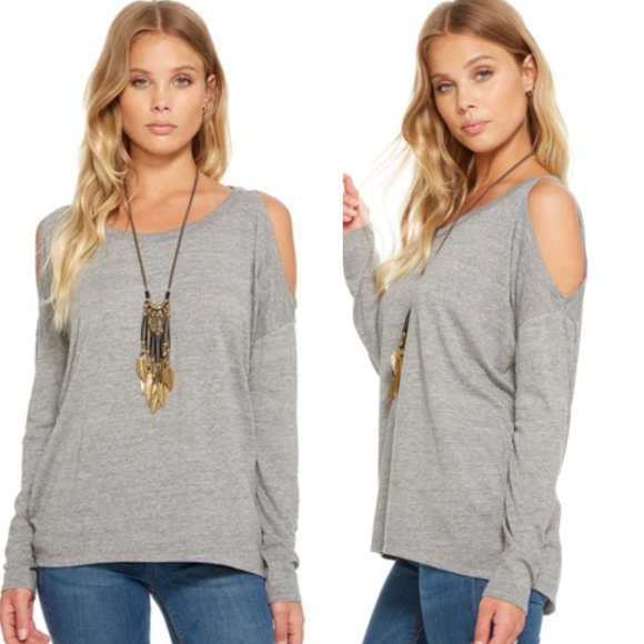 Chaser Gray Long Sleeve Tee with Open Back - Picture 4 of 13